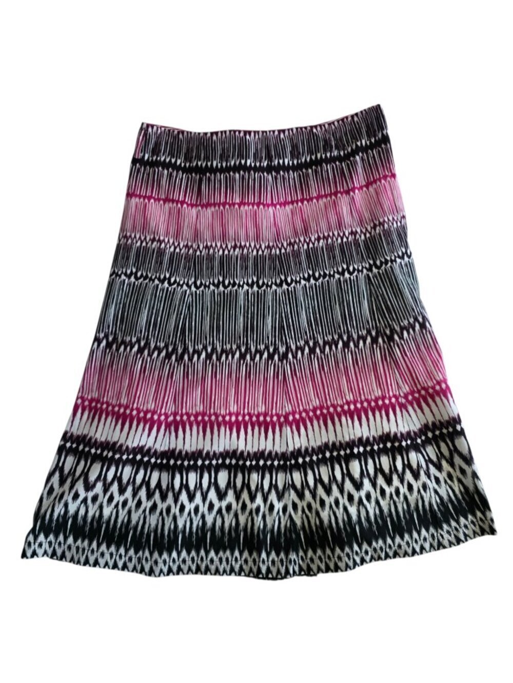 CHRISTOPHER & BANKS PINK/BLACK PRINT A-LINE SKIRT 10